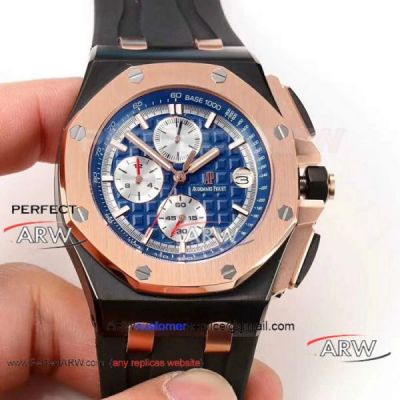 Perfect Replica Audemars Piguet Offshore Rose Gold Watch Blue Face